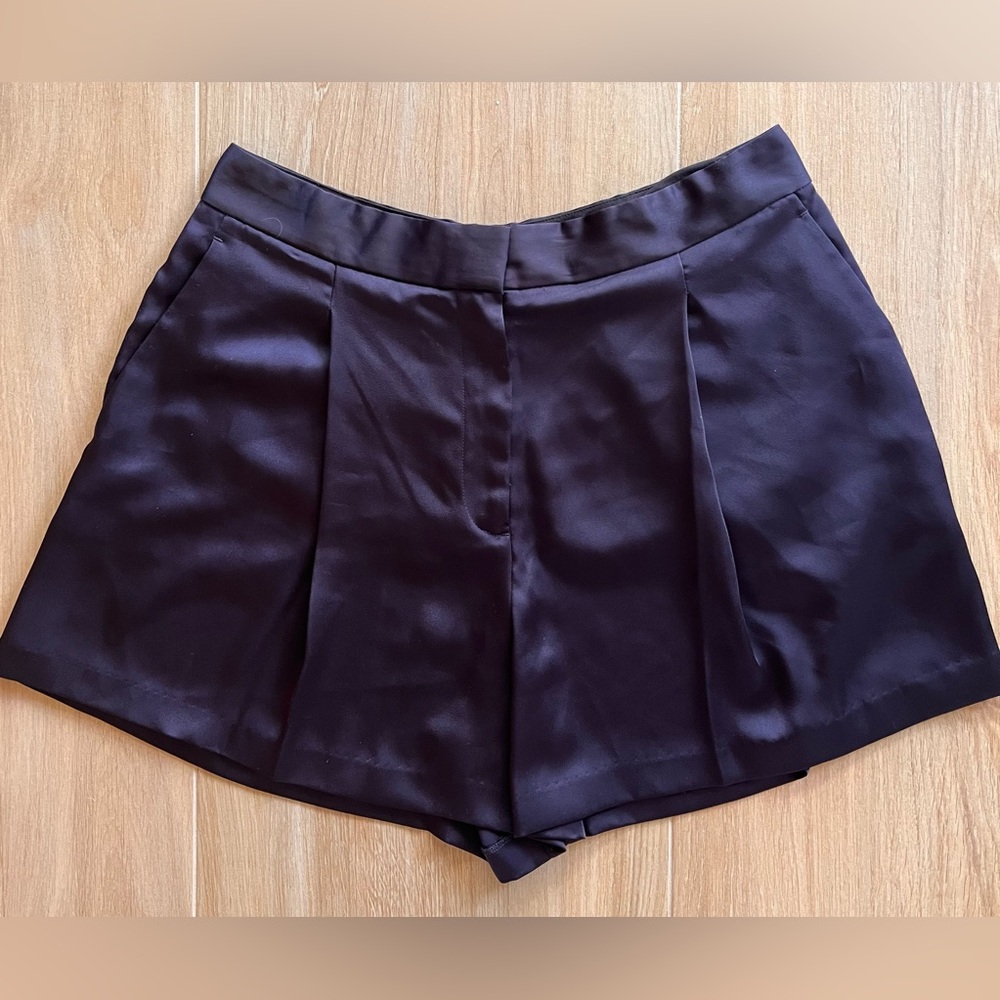Theory Women's High-Waist Satin-Like Black Shorts